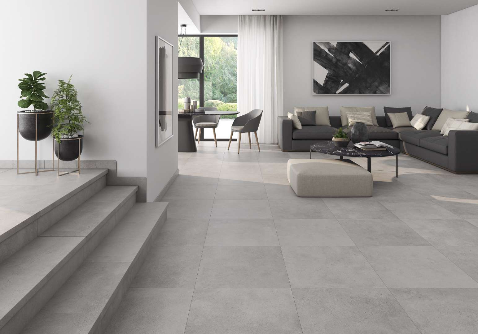 concrete cement look porcelain tiles 