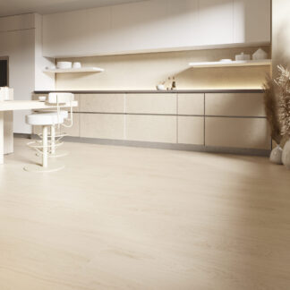 Light wood look porcelain tile kitchen installation in Tampa Florida by The Flooring District