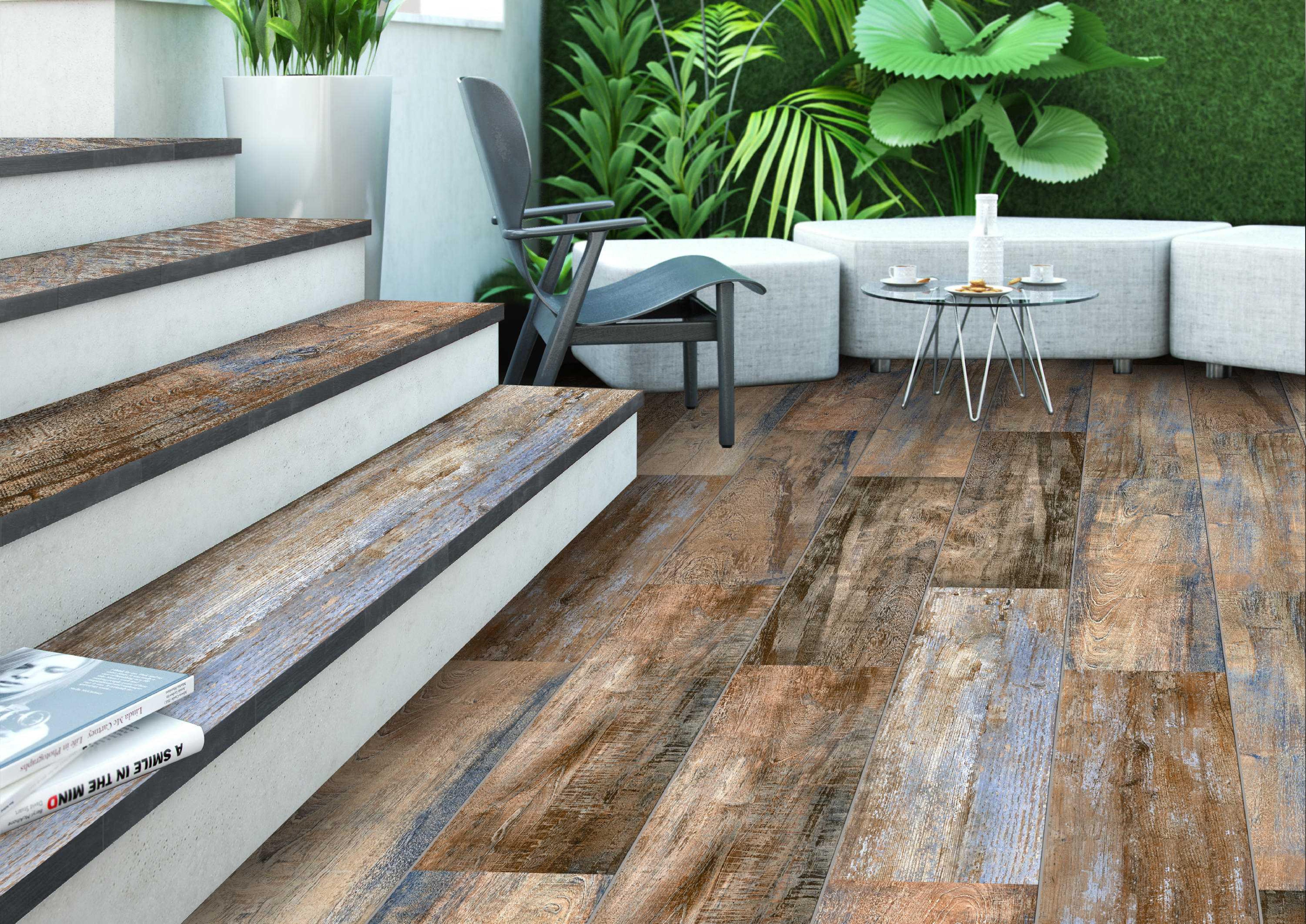 Etna Blue Wood Porcelain Tile Room Scene www.theflooringdistrict.com