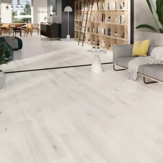 Nordby White 9.19x47 Porcelain Tile — stylish whitewashed wood-look porcelain with subtle grain details for a clean and modern design. The 9.19x47 plank format enhances the natural wood effect while providing durability, water resistance, and easy maintenance. Ideal for floors and walls in kitchens, bathrooms, and living spaces.