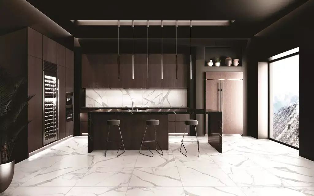 Prestige Statuario Porcelain Tile β a luxurious marble-look porcelain inspired by the timeless beauty of Statuario marble, featuring bold grey veining on a luminous white background. Available in polished or matte finishes, it combines elegance and sophistication with the durability, water resistance, and easy maintenance of porcelain. Perfect for upscale floors and walls in kitchens, bathrooms, and living areas.