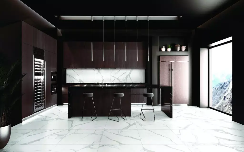 Prestige Statuario Porcelain Tile β a luxurious marble-look porcelain inspired by the timeless beauty of Statuario marble, featuring bold grey veining on a luminous white background. Available in polished or matte finishes, it combines elegance and sophistication with the durability, water resistance, and easy maintenance of porcelain. Perfect for upscale floors and walls in kitchens, bathrooms, and living areas.
