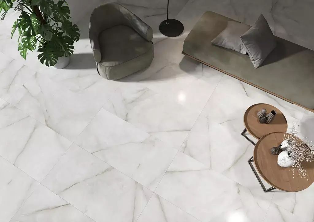 Baltra Pearl Satin 24x48, White Flooring Tile, Flooring Tile, Marble Look Porcelain Tile,