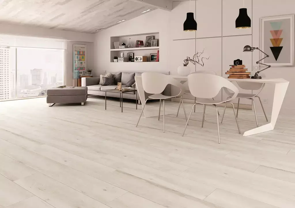 Atelier Blanco porcelain tile, 10x60 wood look tile, white wood look porcelain, plank porcelain tile, white plank tile, porcelain flooring, wood grain porcelain, white wood look plank, long format porcelain tile, matte finish porcelain tile, porcelain tile for floor, living room flooring, bathroom porcelain tile, kitchen porcelain plank