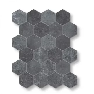 Mirava Beton Black Porcelain Glossy Hexagon Mosaic 3
