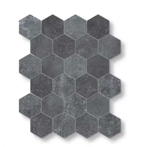 Mirava Beton Black Porcelain Glossy Hexagon Mosaic 3