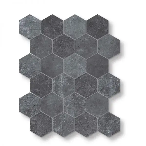 Mirava Beton Black Porcelain Glossy Hexagon Mosaic 3