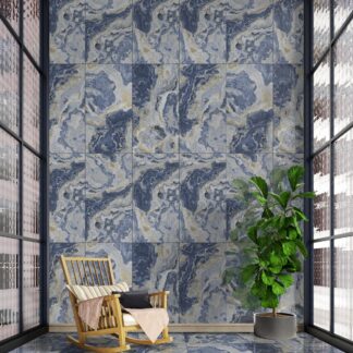 blue and gold porcelain tile, blue and gold flooring, unique tiles, blue marble porcelain tiles , the flooring district, flooring in tampa, flooring in miami, tile near me.