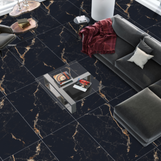 Vience Black and Gold Marble Porcelain tile, The Flooring District