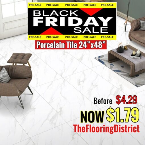 Black Friday Special 2024 at The Flooring District of Tampa, porcelain tiles, statuario pearl, marble look flooring