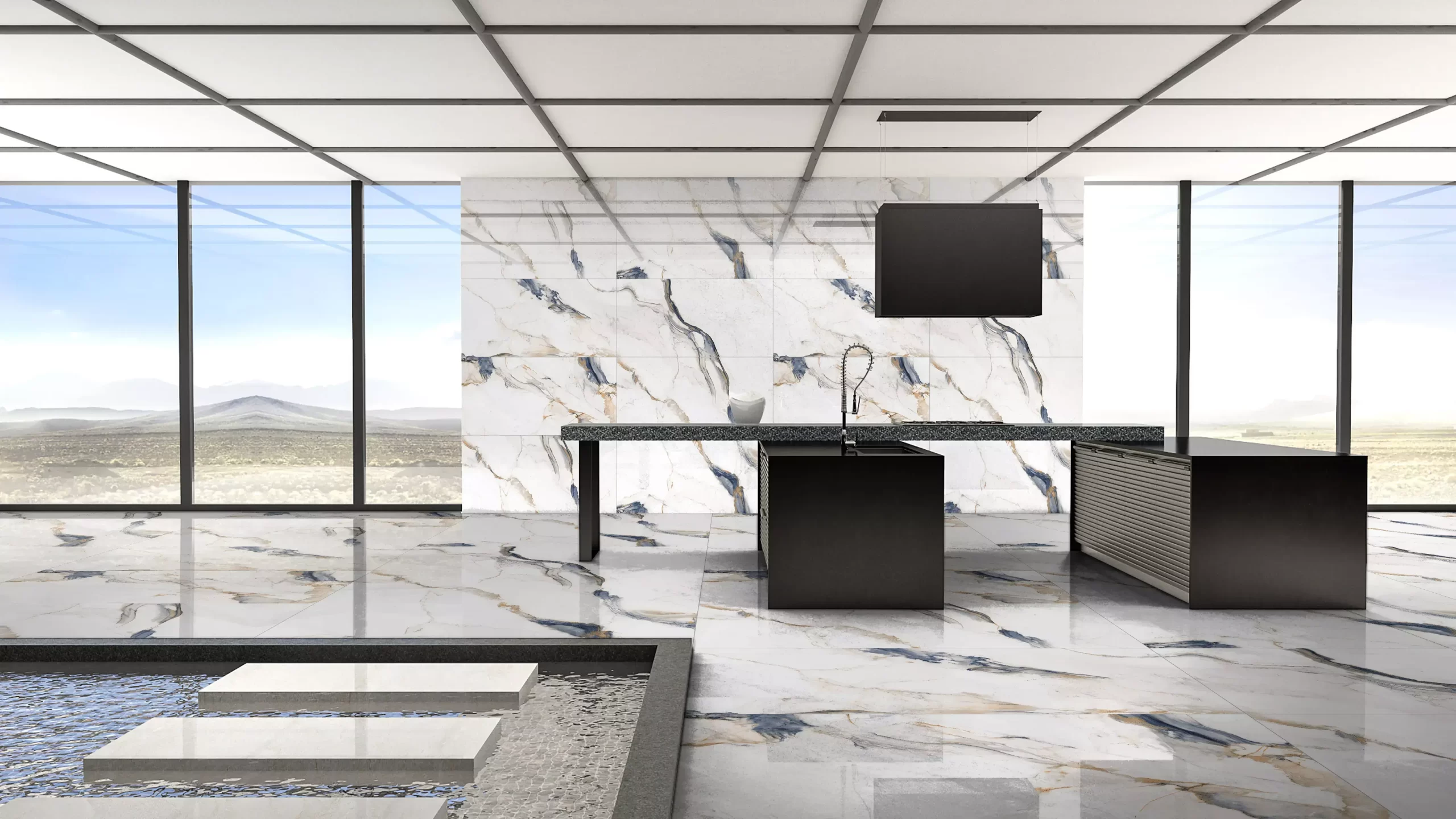 Zara Blue Glossy Porcelain Tile 24X48