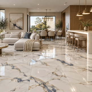 Zara Blue Porcelain Tile 24x48 white and blue gold veins