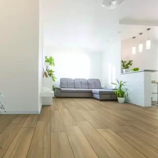 Argentario Miele 8x48 Porcelain Tile — warm honey-toned wood-look porcelain with realistic grain details. The 8x48 long plank design enhances the natural wood appearance while providing the durability, water resistance, and low maintenance of porcelain. Perfect for floors and walls in kitchens, bathrooms, and living spaces.