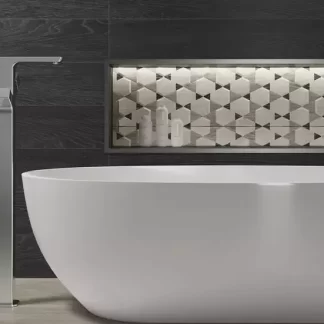 Chaplin Grey Natural 8x47 Porcelain Tile — realistic grey-toned wood-look porcelain with natural grain details. The 8x47 plank format creates the warmth of wood with the durability, water resistance, and easy maintenance of porcelain. Perfect for enhancing floors and walls in kitchens, bathrooms, and living areas.