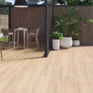 Versat Natural 9x48 Porcelain Tile — authentic natural wood-look porcelain with warm beige-brown tones and realistic grain details. The 9x48 long plank format enhances the beauty of natural wood while providing the durability, water resistance, and easy maintenance of porcelain. Perfect for floors and walls in kitchens, bathrooms, and living areas.