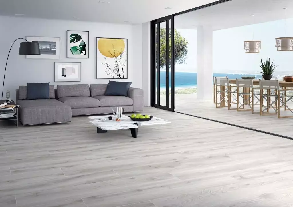 Algord Grey 9.19x47 Porcelain Tile β modern wood-look porcelain in elegant grey tones with realistic grain detail. The 9.19x47 plank format enhances the natural wood appearance while offering the durability, water resistance, and easy maintenance of porcelain. Perfect for floors and walls in kitchens, bathrooms, and living spaces.