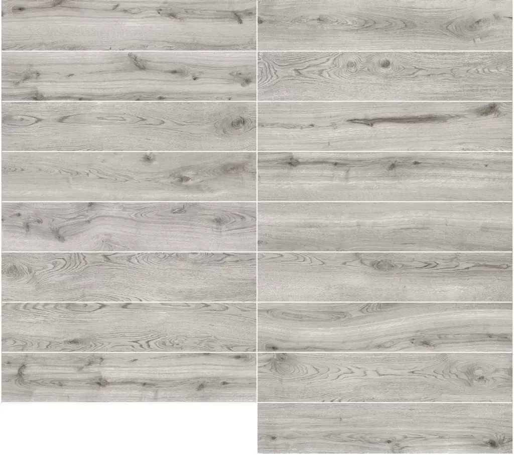 Algord Grey 9.19x47 Porcelain Tile β modern wood-look porcelain in elegant grey tones with realistic grain detail. The 9.19x47 plank format enhances the natural wood appearance while offering the durability, water resistance, and easy maintenance of porcelain. Perfect for floors and walls in kitchens, bathrooms, and living spaces.