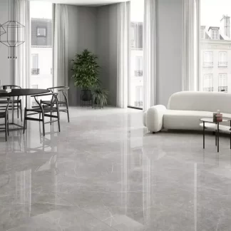 Aran Grey Polished Porcelain Tile β a sophisticated marble-look porcelain in refined grey tones with elegant veining and a high-gloss polished finish. Its luxurious surface enhances brightness and style while ensuring durability, water resistance, and easy maintenance. Ideal for floors and walls in kitchens, bathrooms, and modern living spaces.