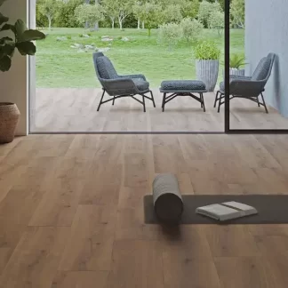 Versat Nogal 9x48 Porcelain Tile — rich walnut-inspired wood-look porcelain with deep brown tones and authentic grain details. The 9x48 long plank format enhances the natural wood appearance while delivering the durability, water resistance, and easy maintenance of porcelain. Perfect for floors and walls in kitchens, bathrooms, and living spaces.