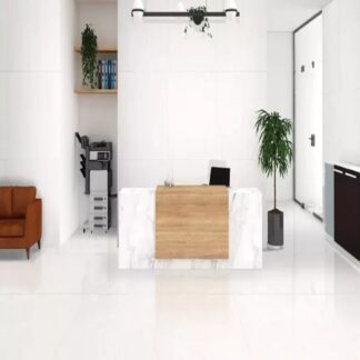 Meltone Bianco Polished Porcelain Tile installed in a modern commercial interior