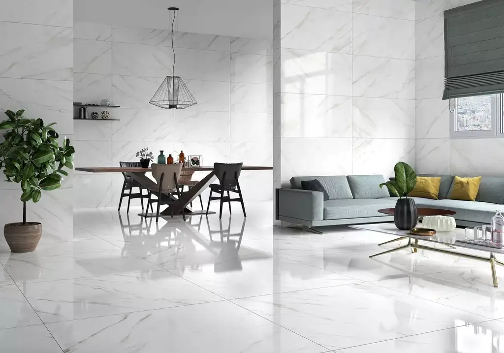 Montblanc White Porcelain Tile β a sophisticated marble-look porcelain in bright white tones with soft veining inspired by Montblanc stone. Available in polished or matte finishes, it combines luxury and elegance with durability, water resistance, and easy maintenance. Ideal for stylish floors and walls in kitchens, bathrooms, and modern living areas.