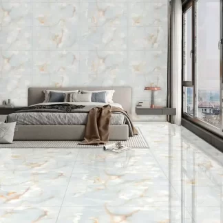 Vita Bella 24x48 porcelain tile featuring a sophisticated white marble look with soft grey veining. Large-format design ideal for modern floors and walls, offering a luxurious appearance, high durability, and easy maintenance for bathrooms, kitchens, and living areas.