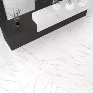 Zermatt White 36x36 Porcelain Tile — a large-format white porcelain tile inspired by subtle marble tones, offering a clean and elegant aesthetic. Its spacious design enhances brightness and visual continuity, perfect for modern floors and walls in kitchens, bathrooms, and open living spaces. Durable, easy to maintain, and ideal for contemporary interiors.