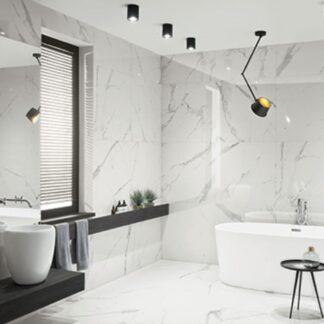 White Stone Look Porcelain Tile – Floor & Wall