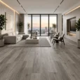 Affogato SPC Vinyl Flooring 8x47 inch planks featuring natural gray wood-grain textures, displayed in a three-piece arrangement on a clean white background.