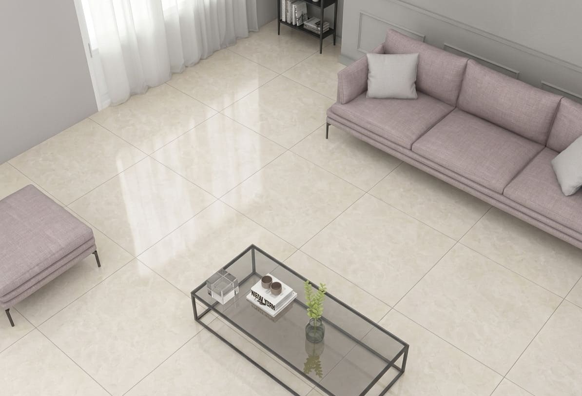 Crema Marfil Matt porcelain tile with a warm cream marble look for luxury interior design by The Flooring District in Tampa, Florida.