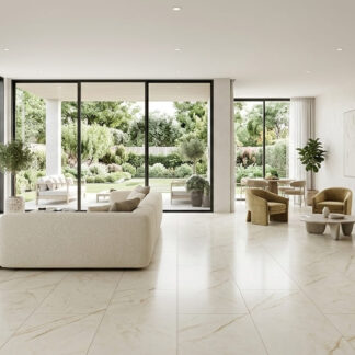 Endless Pietra Nacar 24x48 porcelain tile with a polished finish and continuous veining for luxury floors by The Flooring District in Tampa, Florida.