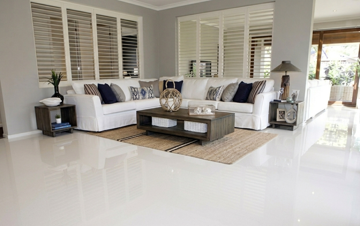 Essenza Perla porcelain tile in a sleek pearl grey matte finish for luxury modern interiors by The Flooring District in Tampa, Florida.