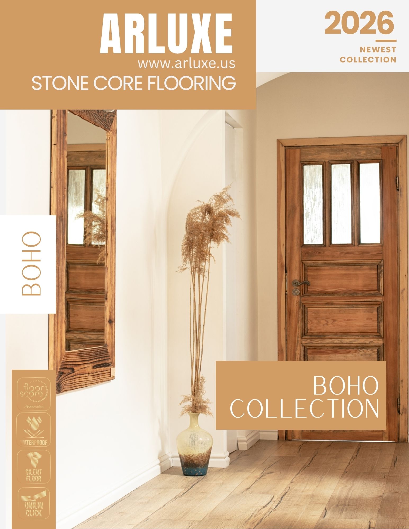 Luxury SPC Flooring Boho Collection 8 mm Thickness 30 mill Wear Layer by The Flooring District