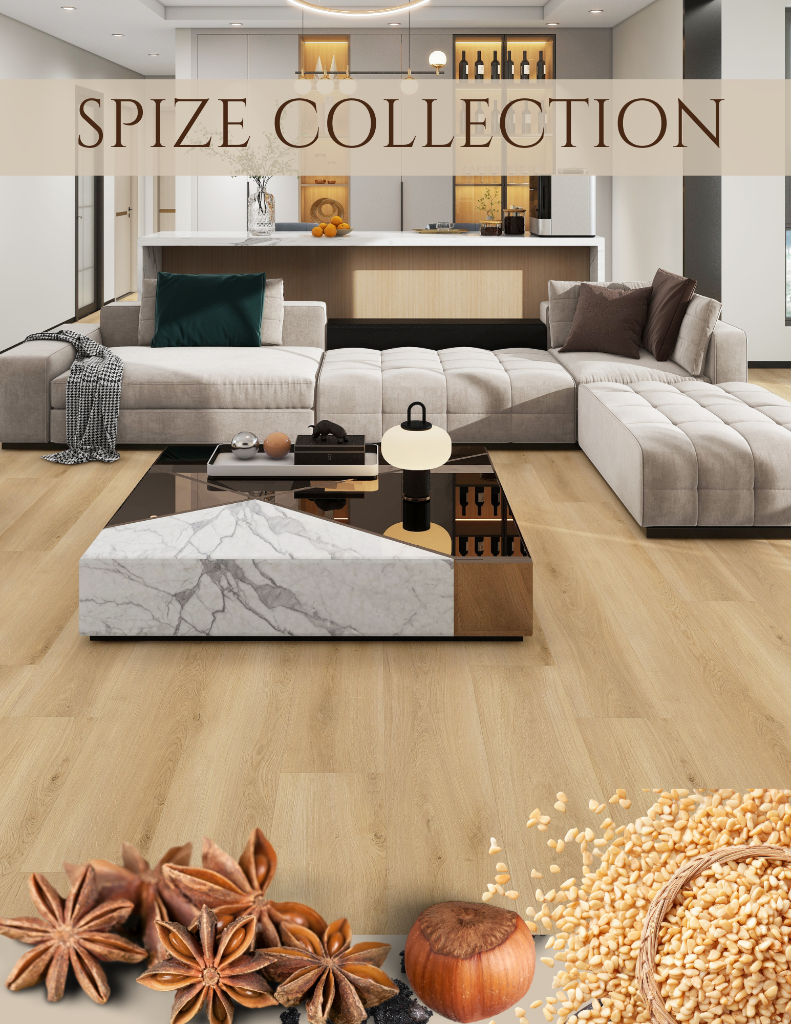 Spize Collection wood-look flooring catalog featuring warm natural flooring for modern interior design