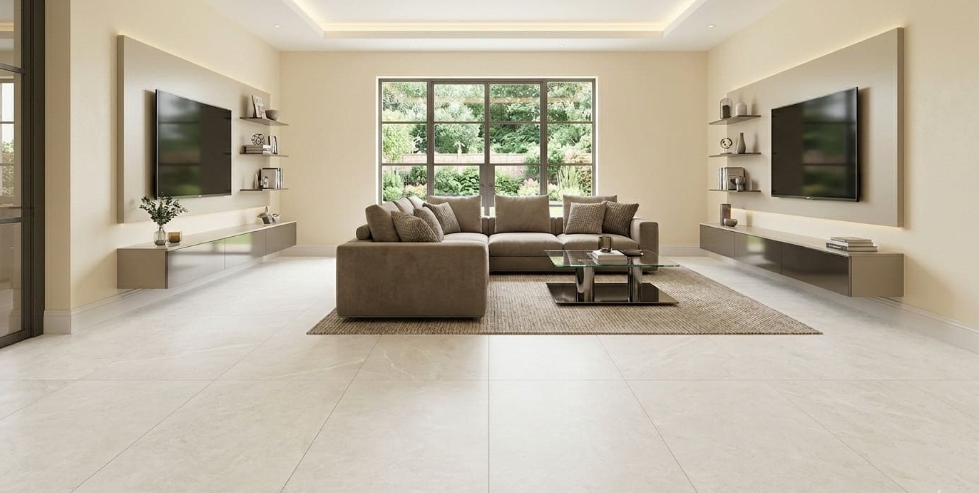 Coralstone Marfil 24x48 matt porcelain tile showcasing a textured cream reef stone look and soft ivory colors for coastal organic interior design by The Flooring District in Tampa, Florida.