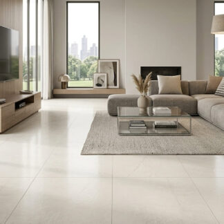 Keto Marfil Matt 24x48 porcelain tile showcasing a textured cream limestone look and soft ivory colors for coastal organic interior design by The Flooring District in Tampa, Florida.