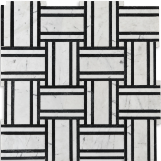 BASKETWAVE BLACK MOSAIC, MARBLE WHITE AND BLACK MOSAIC AT THE FLOORING DISTRICT