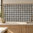 BASKETWAVE BLACK MOSAIC, MARBLE WHITE AND BLACK MOSAIC