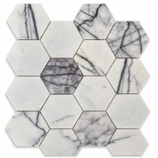Carrara Hex Mix MOB153 Mosaic