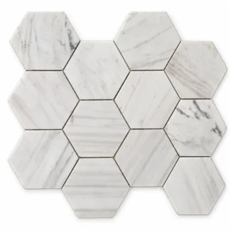White Marble Hex 3x3 Mosaic
