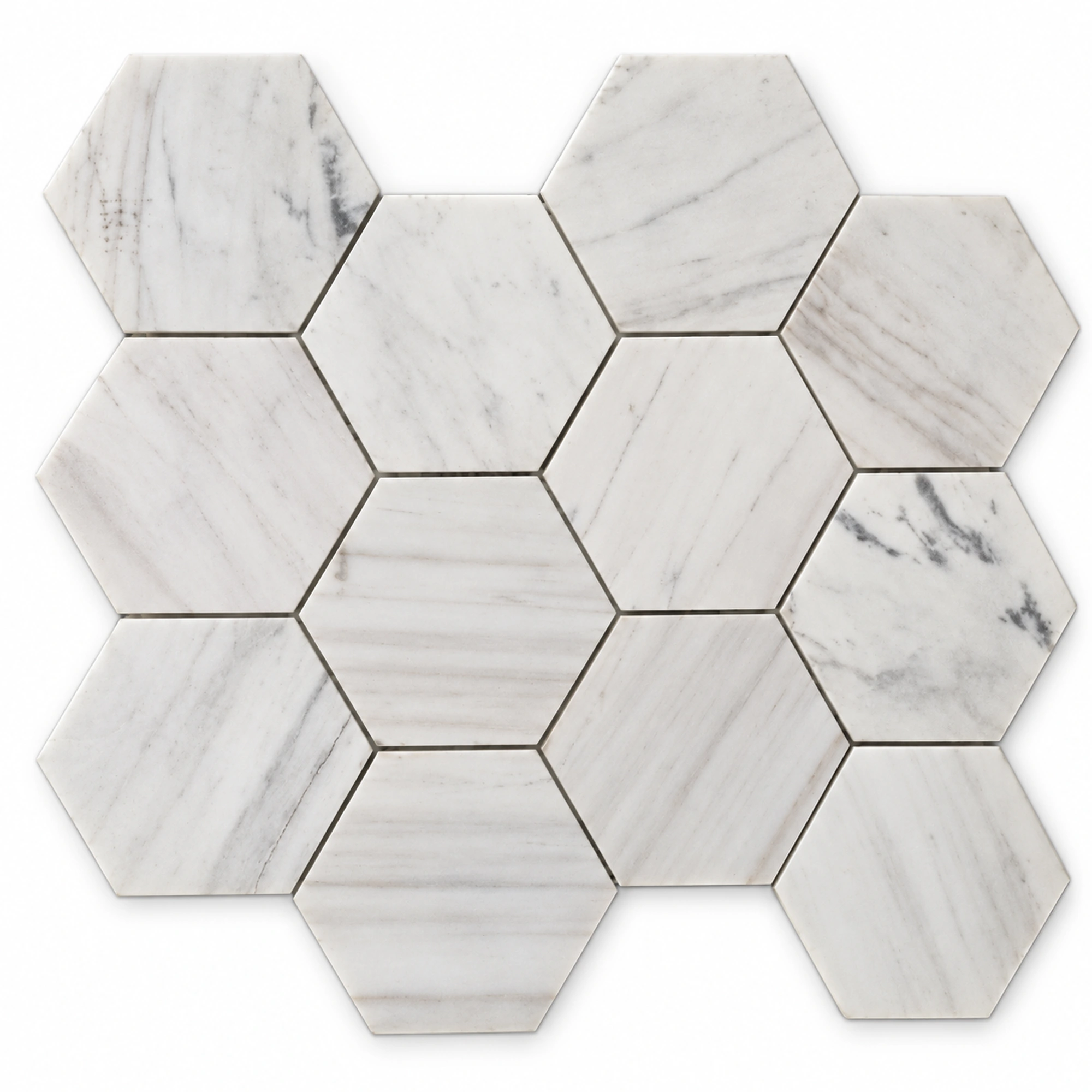 White Marble Hex 3x3 Mosaic