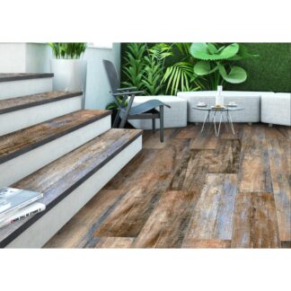 Etna Blue Wood Porcelain Tile Room Scene www.theflooringdistrict.com